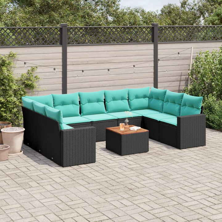 sofasæt til haven 10 dele med hynder polyrattan sort