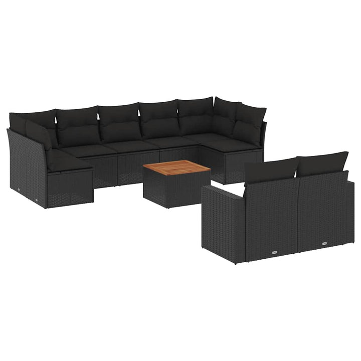 sofasæt til haven 10 dele med hynder polyrattan sort