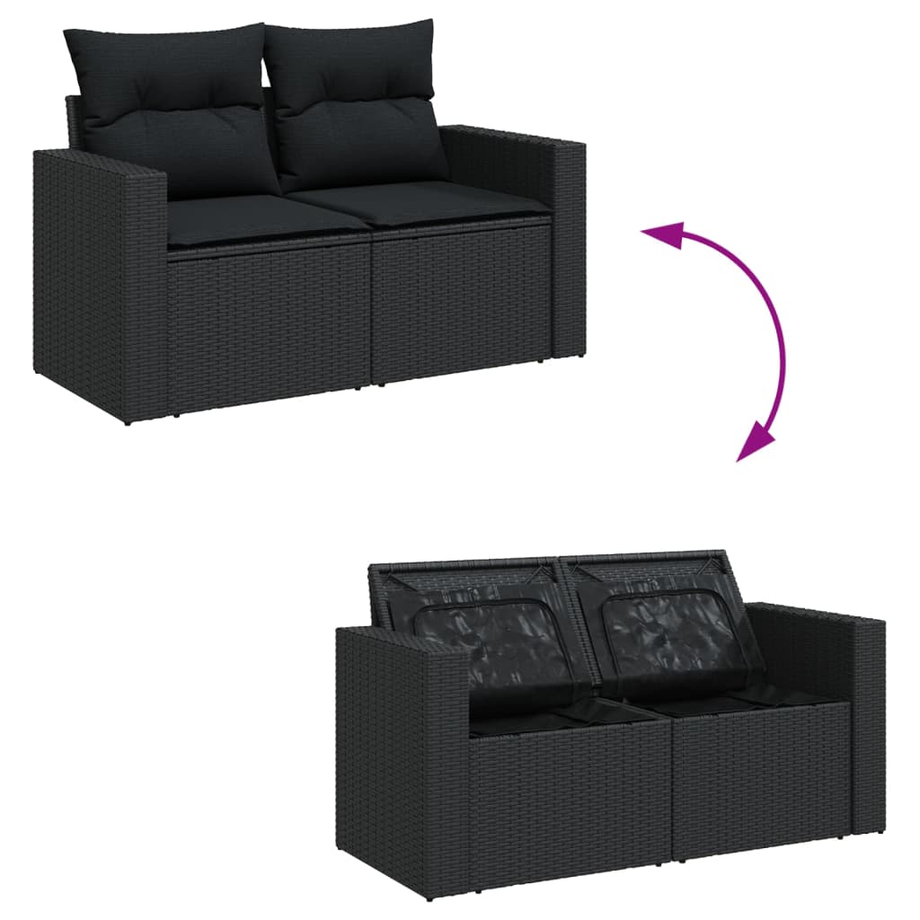 sofasæt til haven 10 dele med hynder polyrattan sort