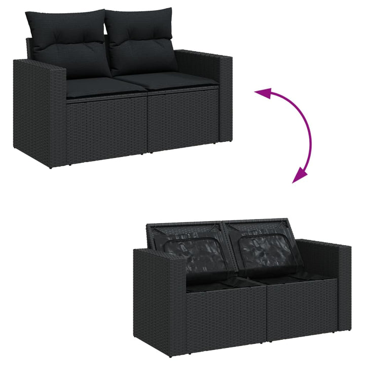 sofasæt til haven 10 dele med hynder polyrattan sort