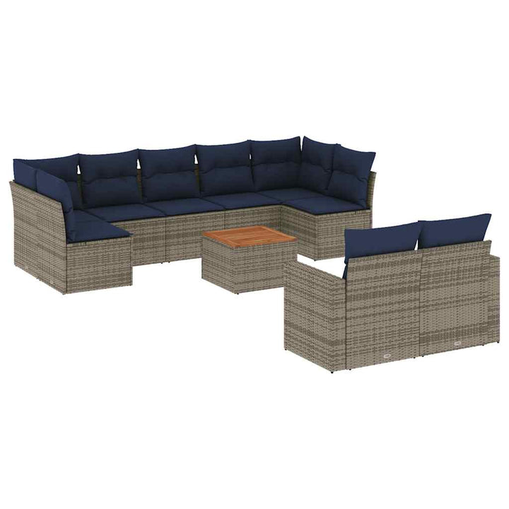 sofasæt til haven 10 dele med hynder polyrattan grå