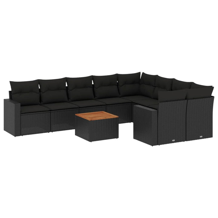sofasæt til haven 10 dele med hynder polyrattan sort