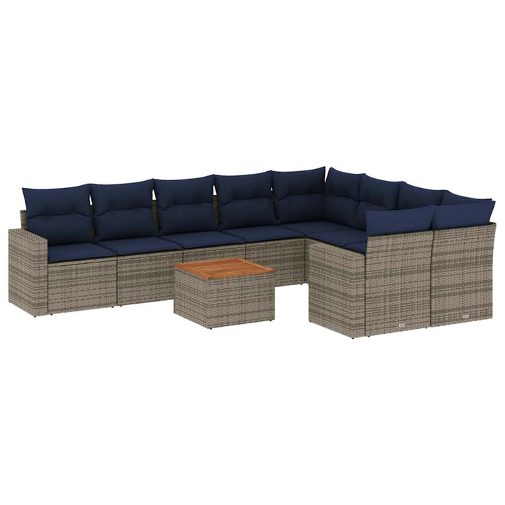 sofasæt til haven 10 dele med hynder polyrattan grå