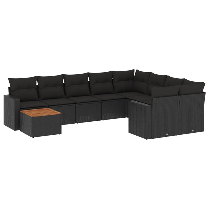 sofasæt til haven 10 dele med hynder polyrattan sort