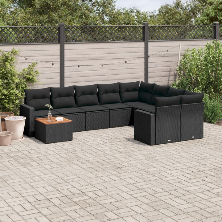 sofasæt til haven 10 dele med hynder polyrattan sort
