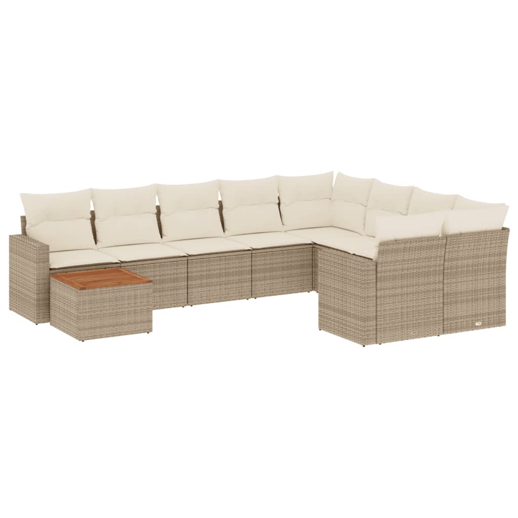 sofasæt til haven 10 dele med hynder polyrattan beige