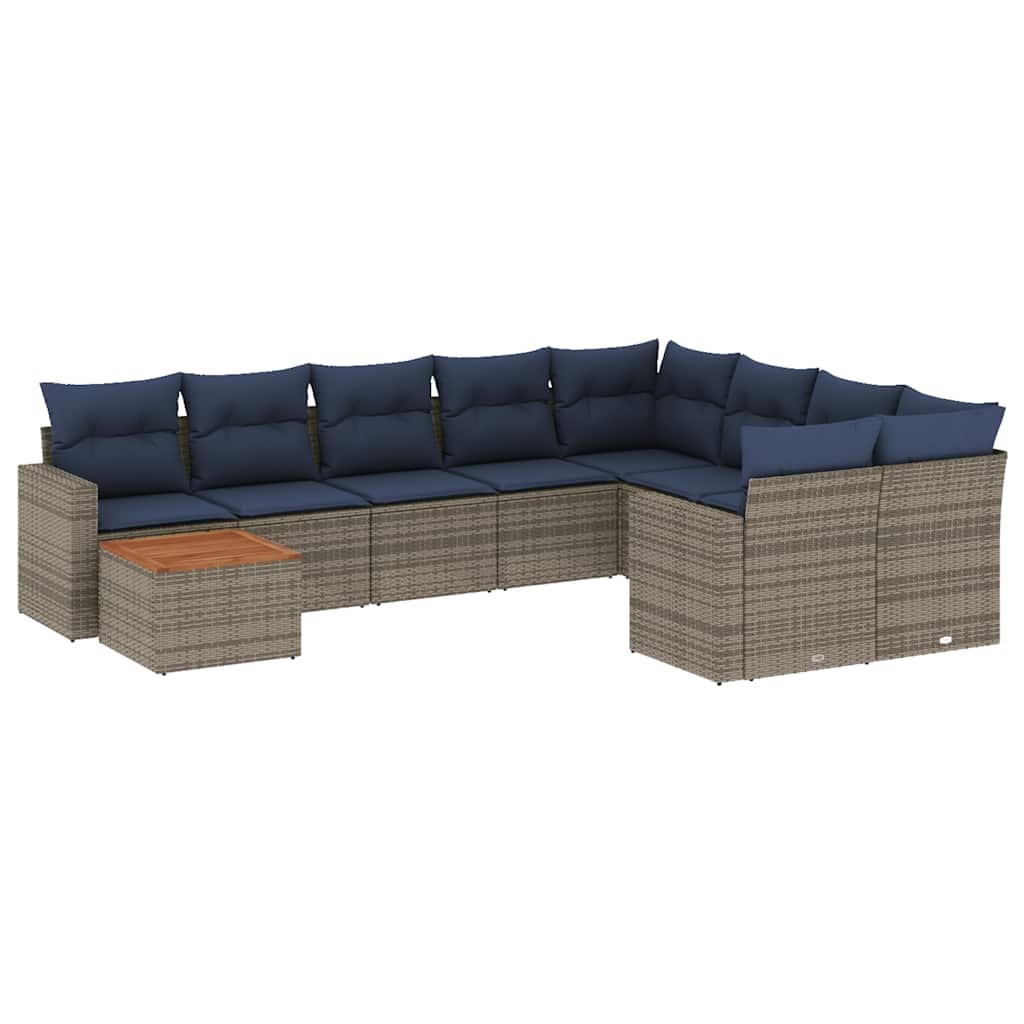 sofasæt til haven 10 dele med hynder polyrattan grå
