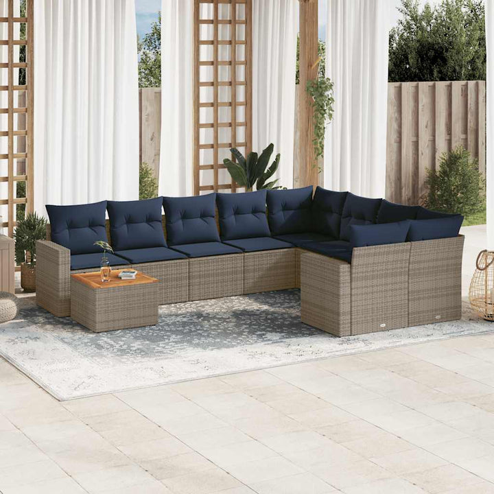 sofasæt til haven 10 dele med hynder polyrattan grå