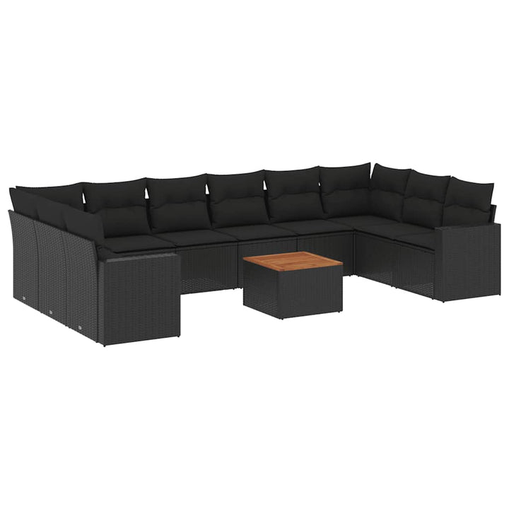 sofasæt til haven 11 dele med hynder polyrattan sort