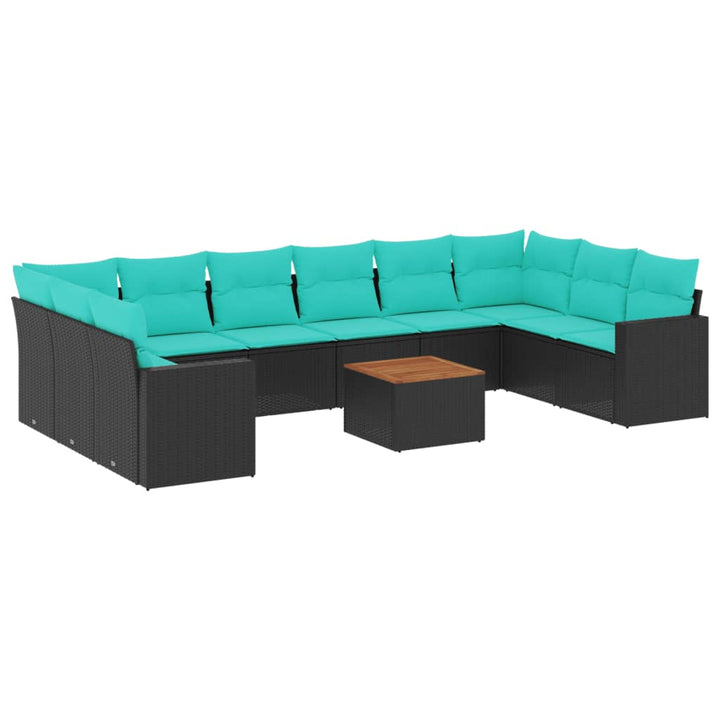 sofasæt til haven 11 dele med hynder polyrattan sort