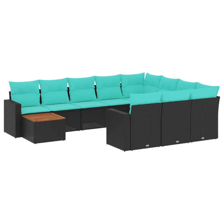 sofasæt til haven 11 dele med hynder polyrattan sort