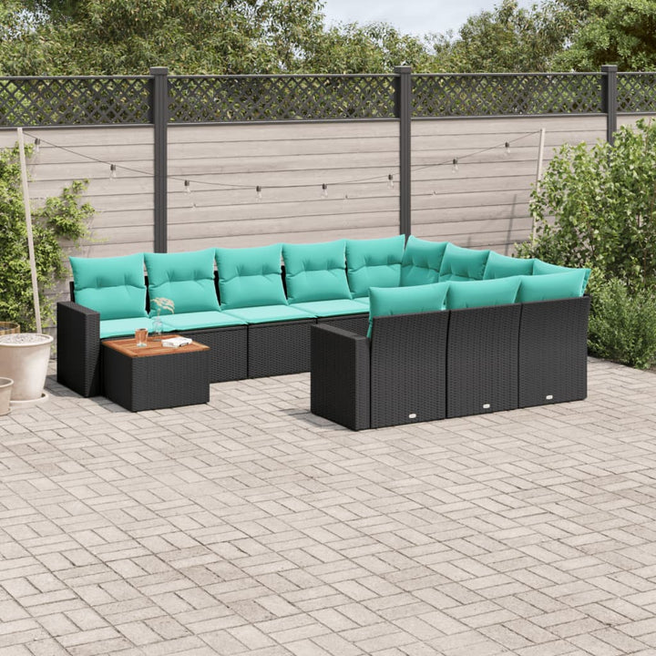 sofasæt til haven 11 dele med hynder polyrattan sort