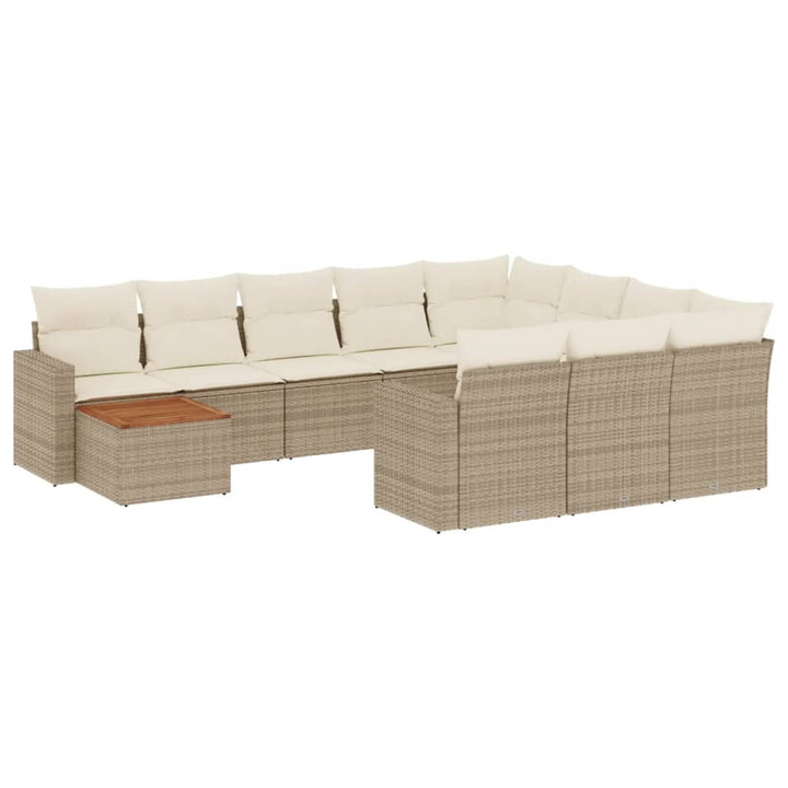 sofasæt til haven 11 dele med hynder polyrattan beige