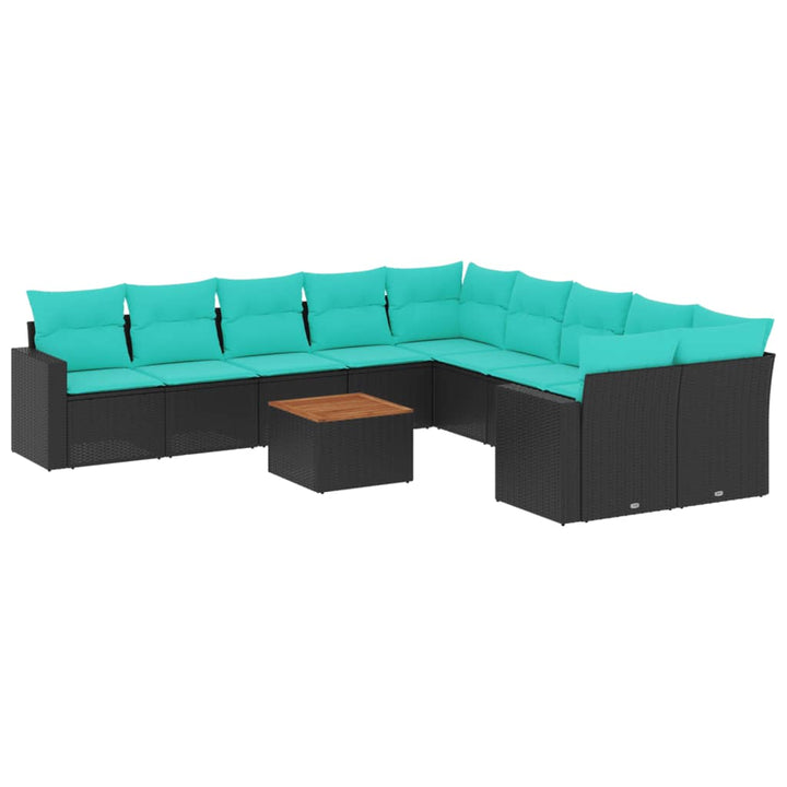 sofasæt til haven 11 dele med hynder polyrattan sort