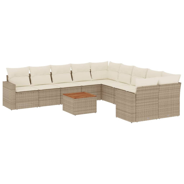 sofasæt til haven 11 dele med hynder polyrattan beige