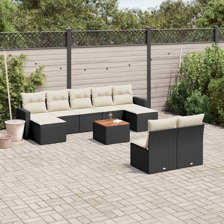 sofasæt til haven 10 dele med hynder polyrattan sort