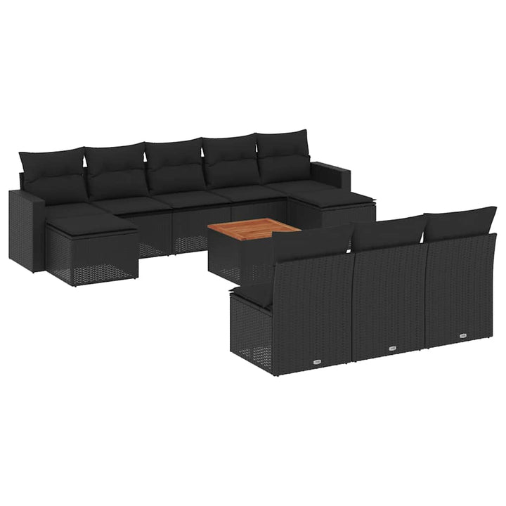 sofasæt til haven 11 dele med hynder polyrattan sort