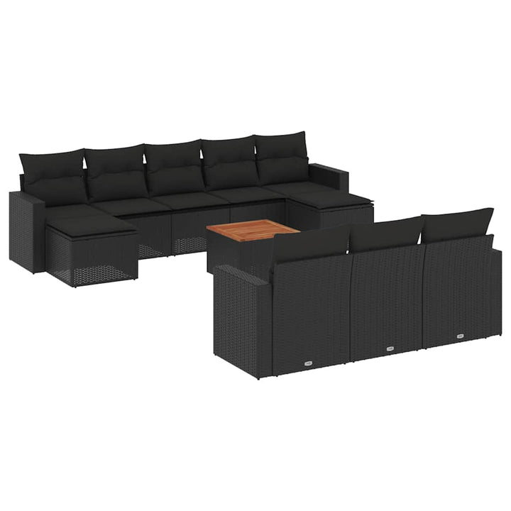 sofasæt til haven 11 dele med hynder polyrattan sort