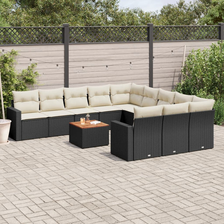 sofasæt til haven 12 dele med hynder polyrattan sort
