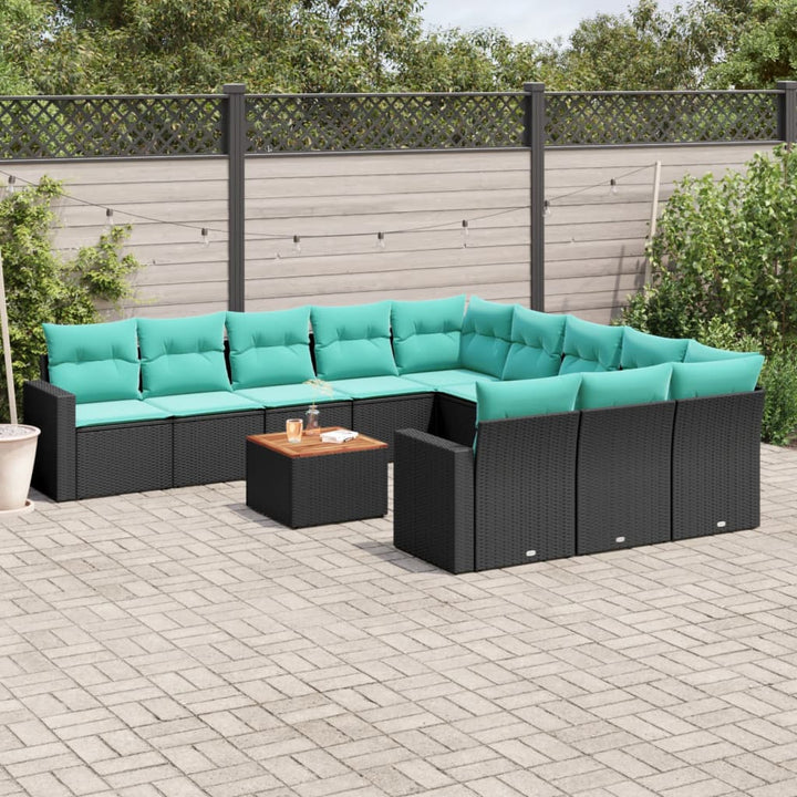 sofasæt til haven 12 dele med hynder polyrattan sort