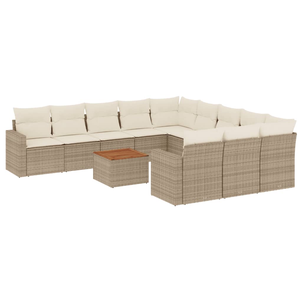 sofasæt til haven 12 dele med hynder polyrattan beige
