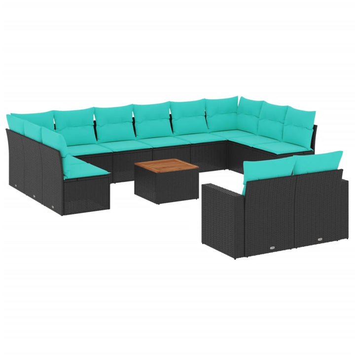 sofasæt til haven 13 dele med hynder polyrattan sort