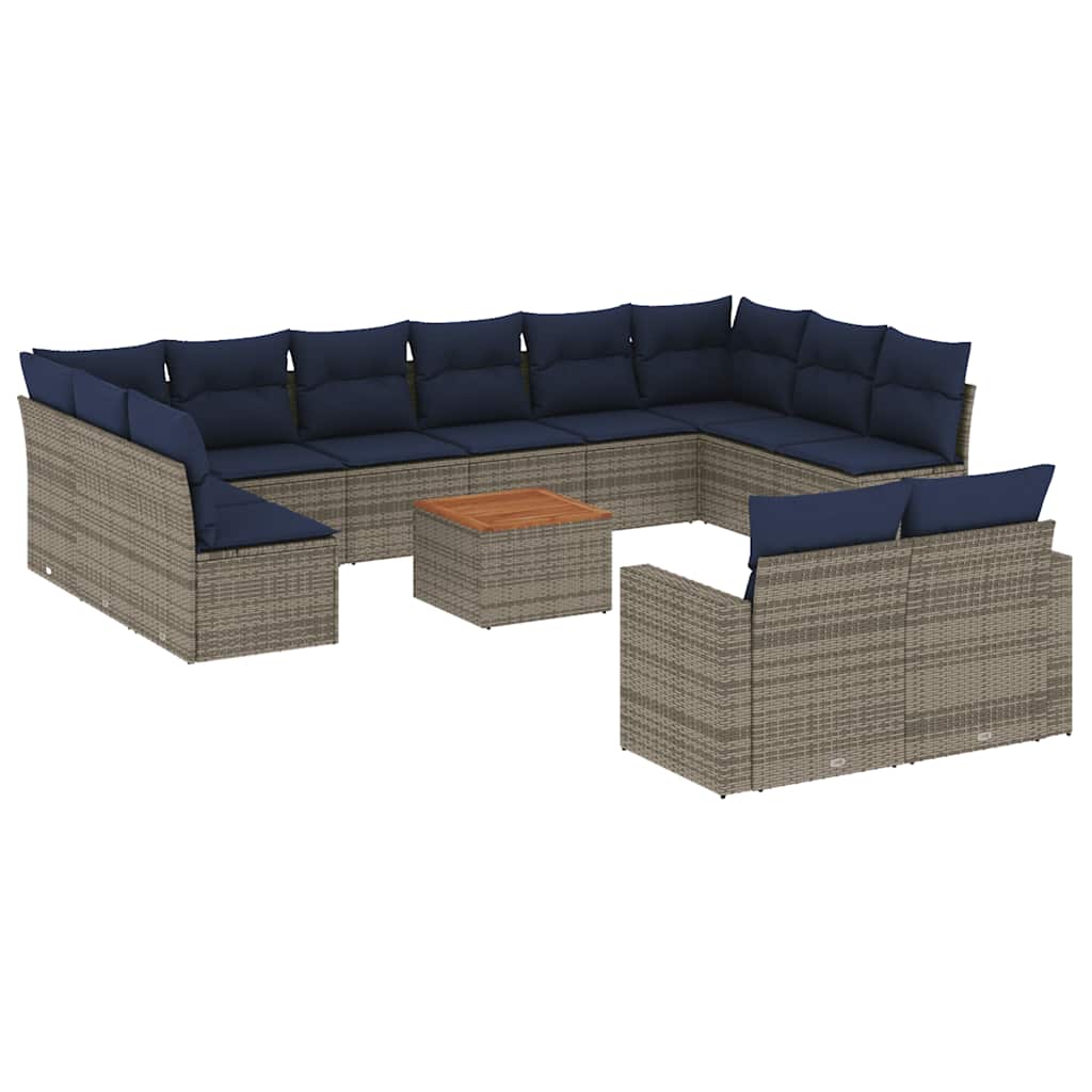 sofasæt til haven 13 dele med hynder polyrattan grå