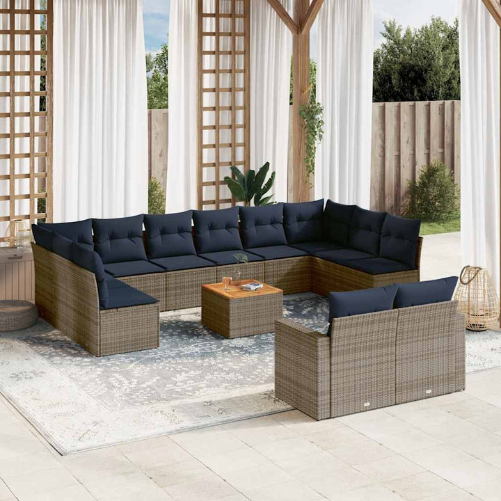 sofasæt til haven 13 dele med hynder polyrattan grå