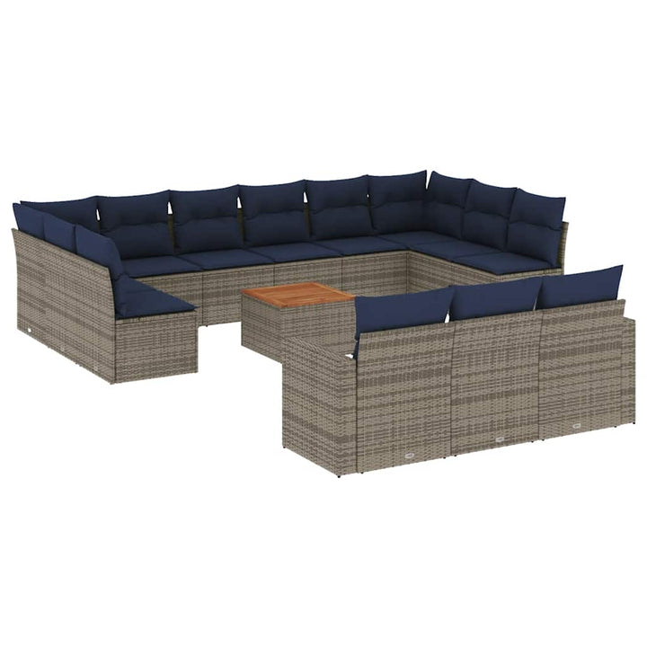 sofasæt til haven 14 dele med hynder polyrattan grå