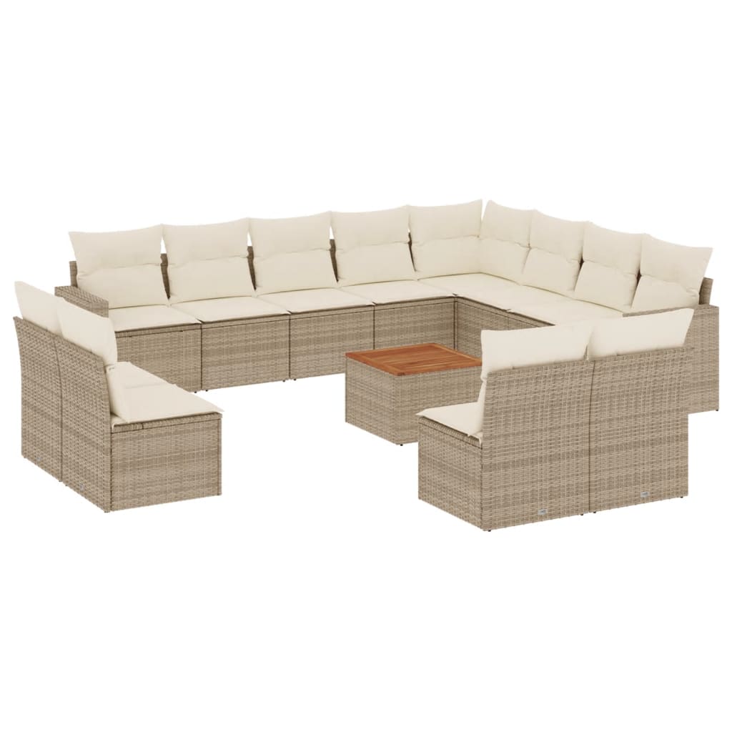 sofasæt til haven 13 dele med hynder polyrattan beige