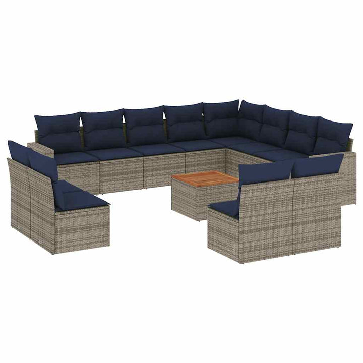 sofasæt til haven 13 dele med hynder polyrattan grå