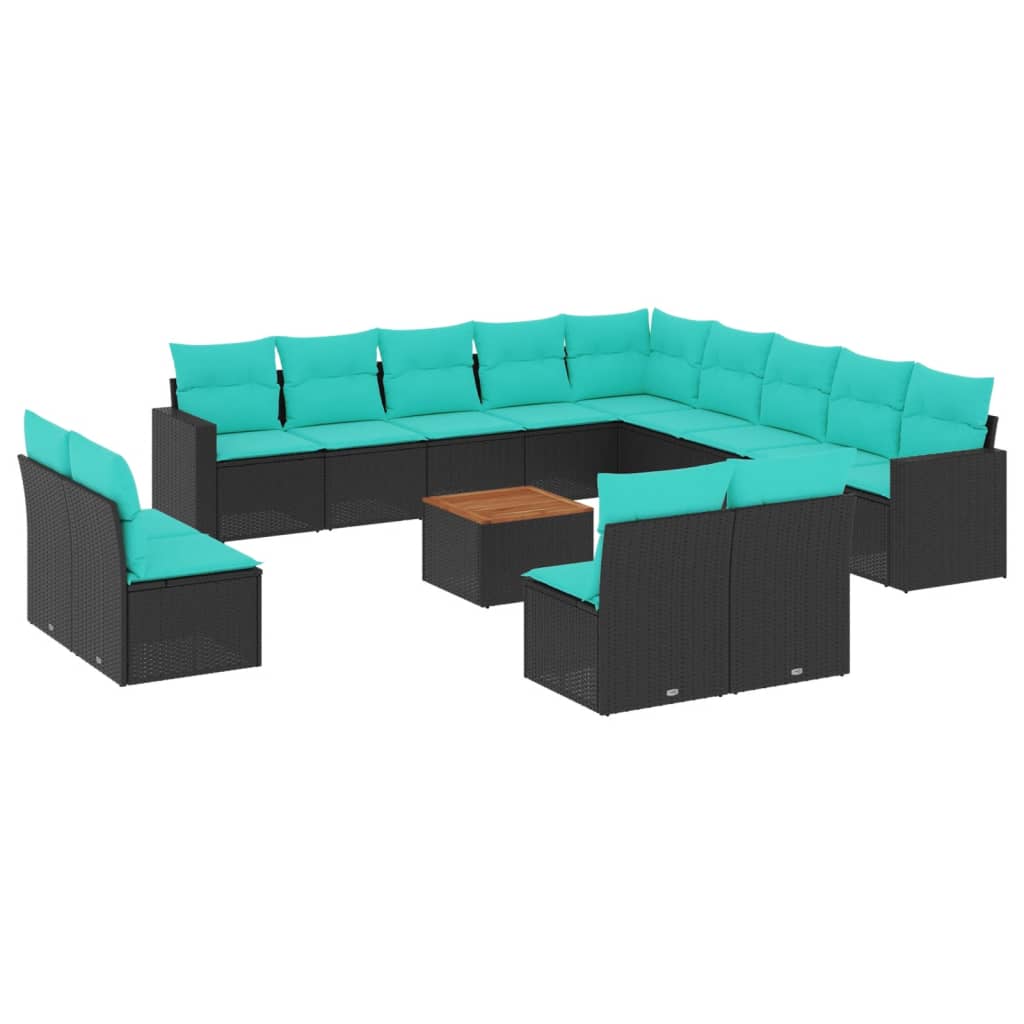 sofasæt til haven 14 dele med hynder polyrattan sort