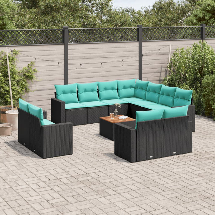 sofasæt til haven 12 dele med hynder polyrattan sort