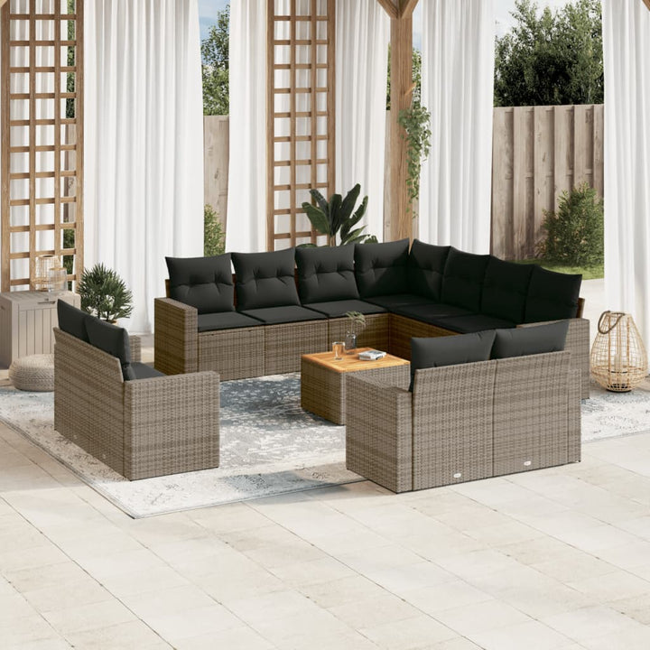 sofasæt til haven 12 dele med hynder polyrattan grå