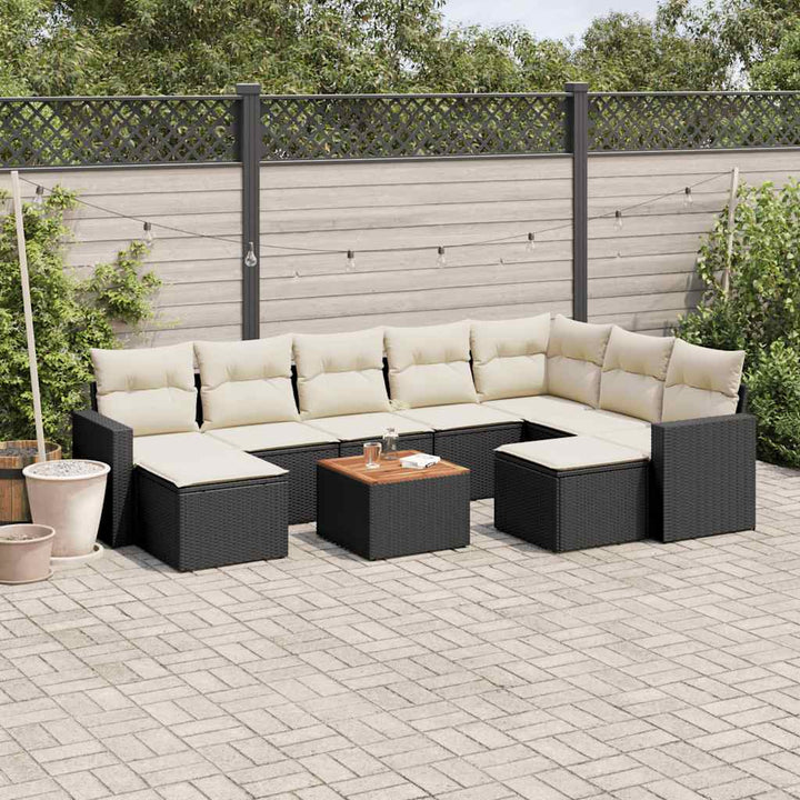 sofasæt til haven 10 dele med hynder polyrattan sort