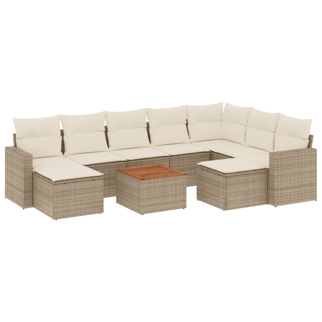 sofasæt til haven 10 dele med hynder polyrattan beige