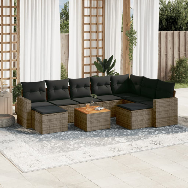 sofasæt til haven 10 dele med hynder polyrattan grå