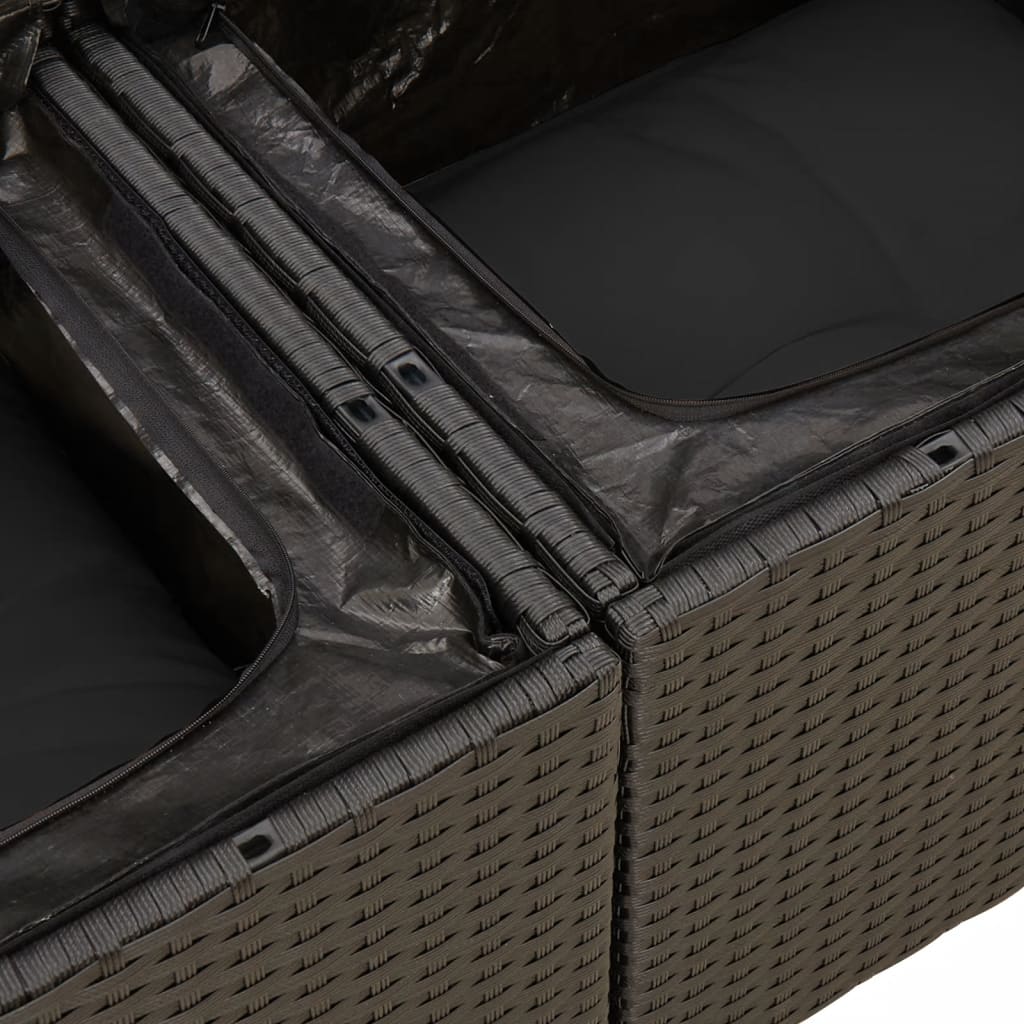 sofasæt til haven 11 dele med hynder polyrattan sort