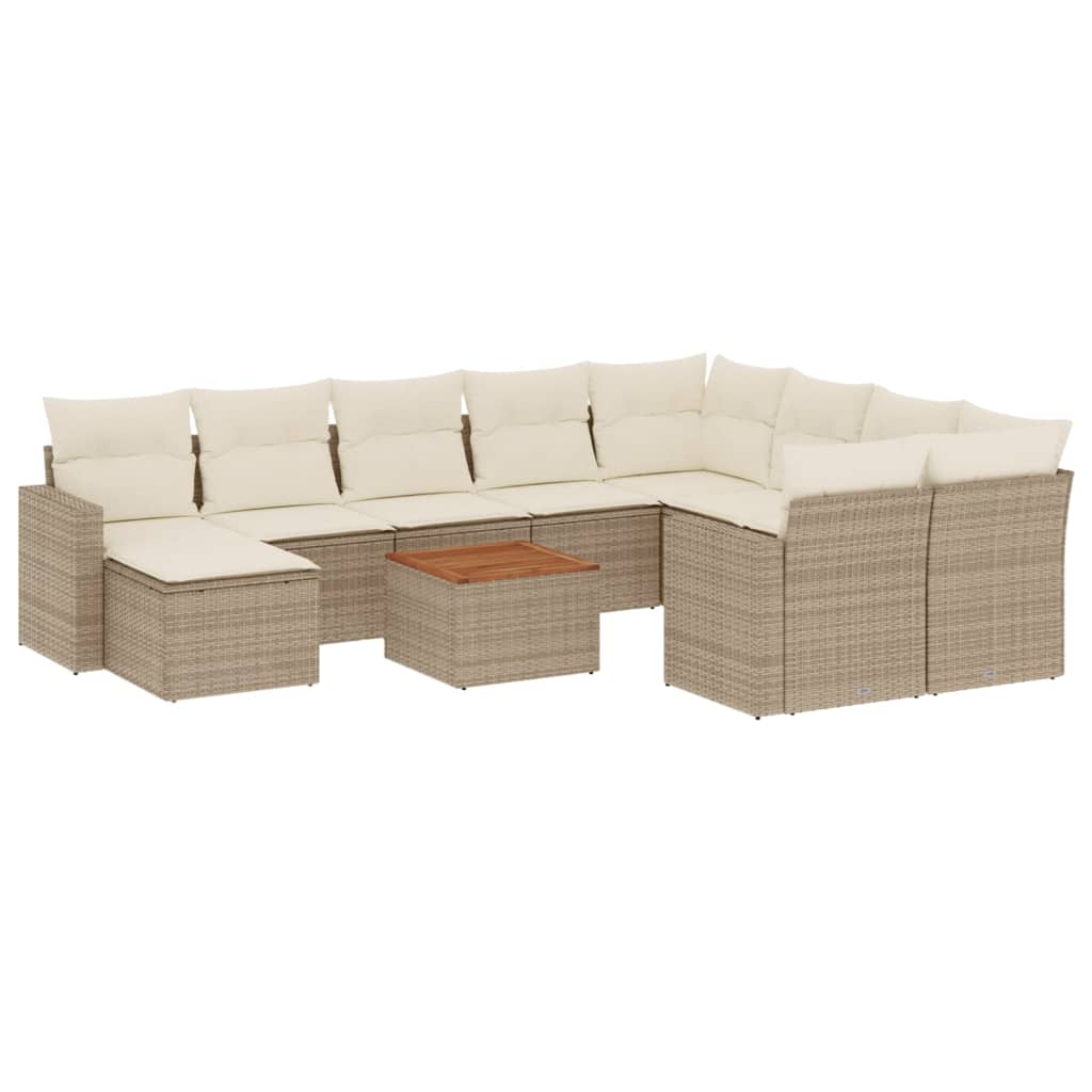 sofasæt til haven 11 dele med hynder polyrattan beige