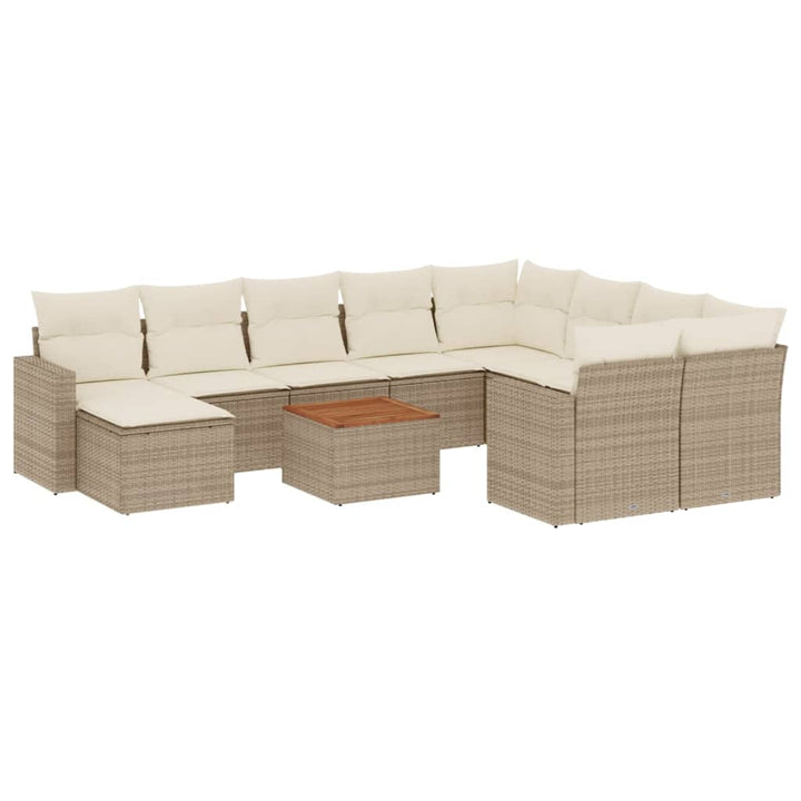 sofasæt til haven 11 dele med hynder polyrattan beige