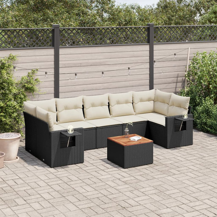 sofasæt til haven 8 dele med hynder polyrattan sort