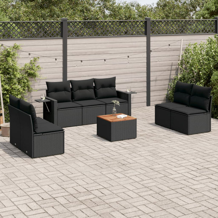 sofasæt til haven 8 dele med hynder polyrattan sort