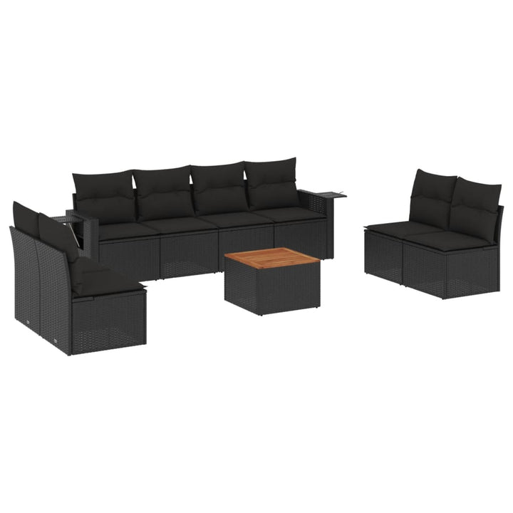 sofasæt til haven 9 dele med hynder polyrattan sort