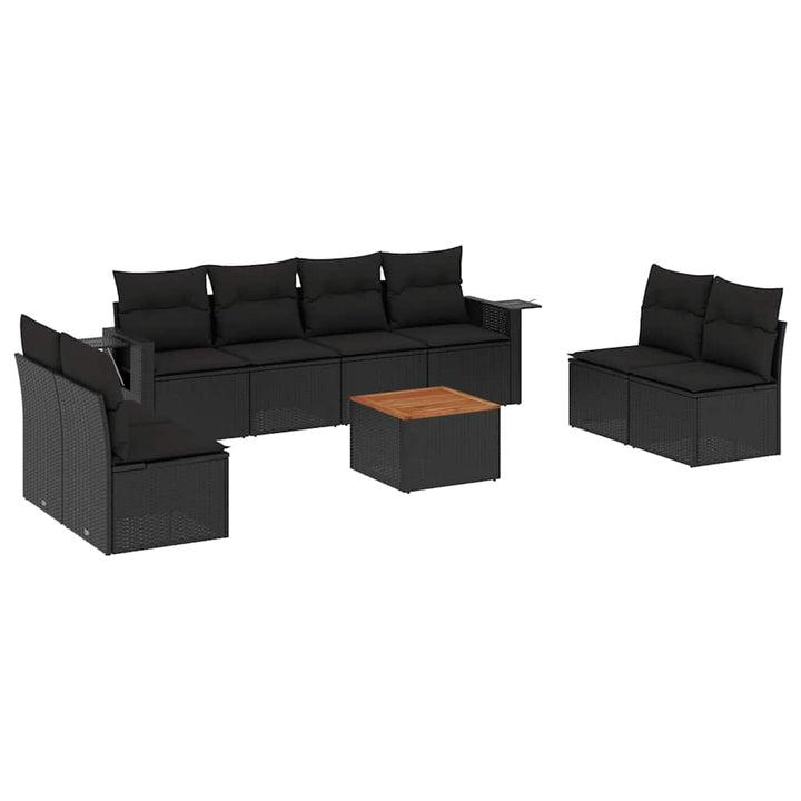 sofasæt til haven 9 dele med hynder polyrattan sort