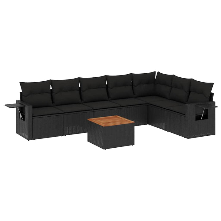 sofasæt til haven 8 dele med hynder polyrattan sort
