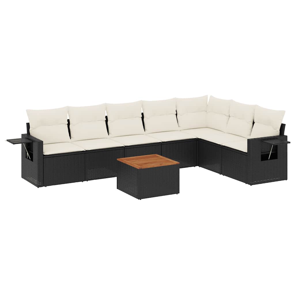 sofasæt til haven 8 dele med hynder polyrattan sort