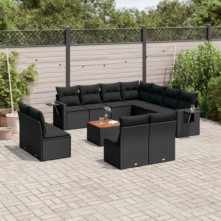sofasæt til haven 12 dele med hynder polyrattan sort