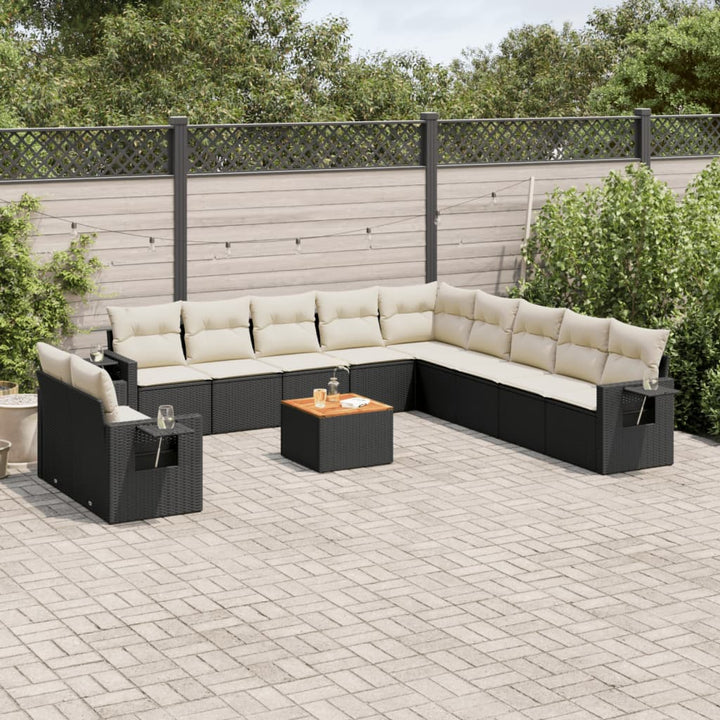 sofasæt til haven 12 dele med hynder polyrattan sort