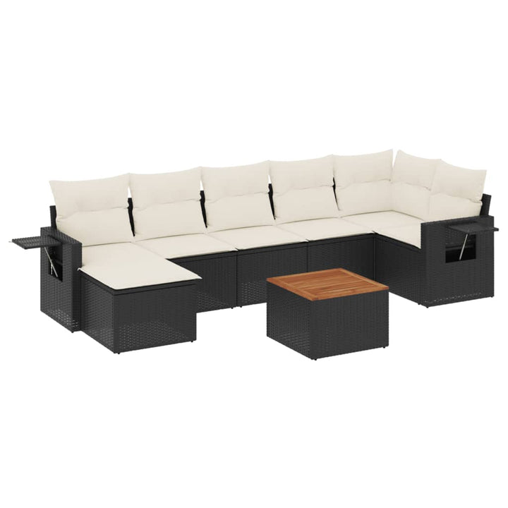 sofasæt til haven 8 dele med hynder polyrattan sort