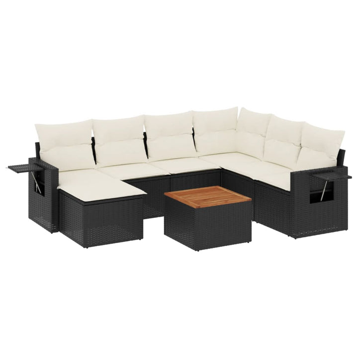 sofasæt til haven 8 dele med hynder polyrattan sort